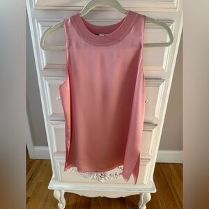 BRAND NEW Vince Pink Satin Ribbed Crewneck Tank